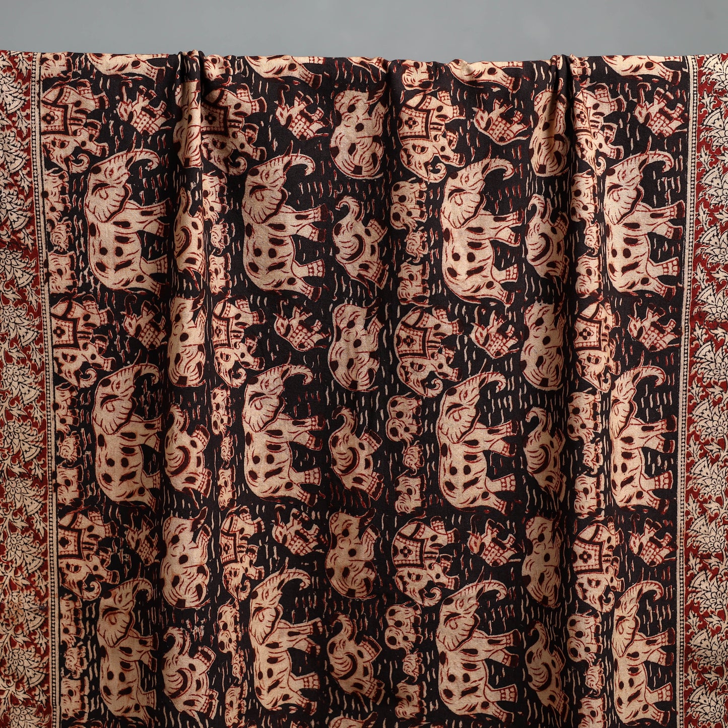 Natural dyed pedana kalamkari printed handloom cotton towel