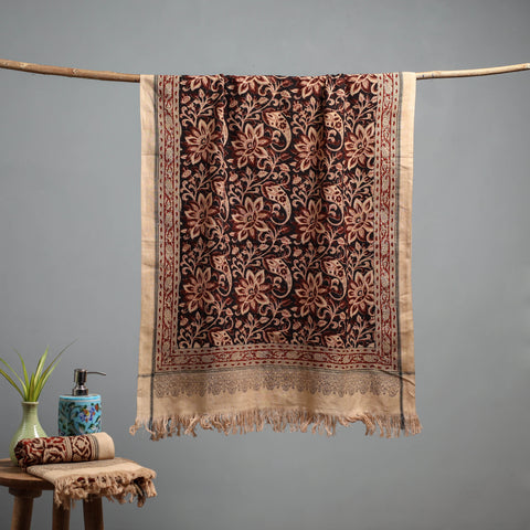 Natural dyed pedana kalamkari printed handloom cotton towel