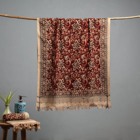 Natural dyed pedana kalamkari printed handloom cotton towel