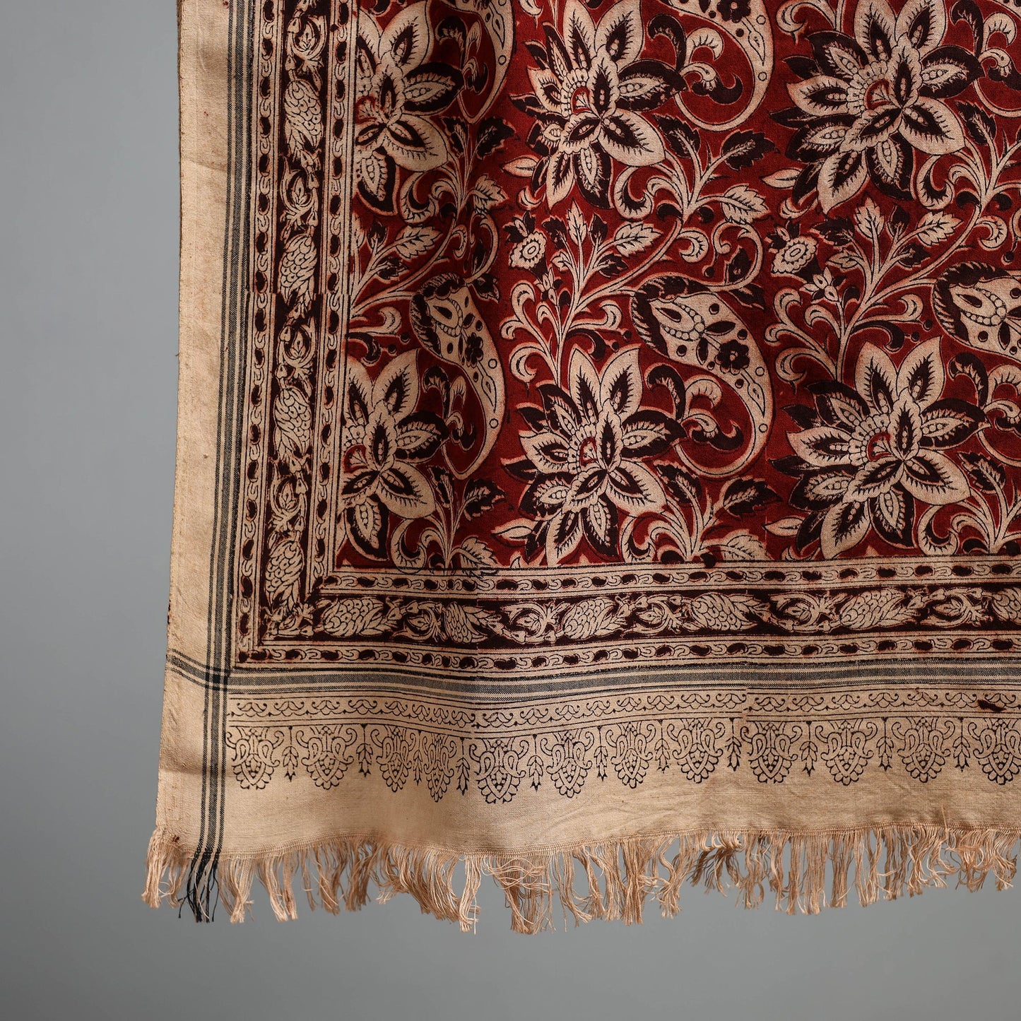 Natural dyed pedana kalamkari printed handloom cotton towel