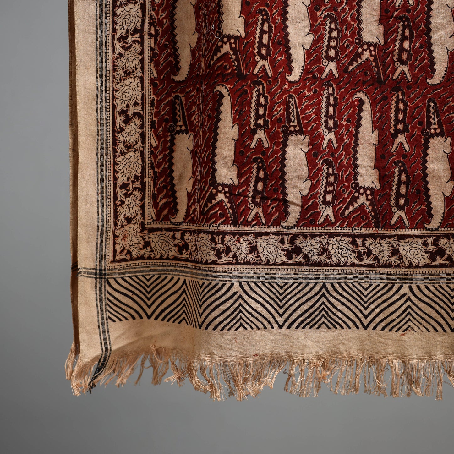 Natural dyed pedana kalamkari printed handloom cotton towel