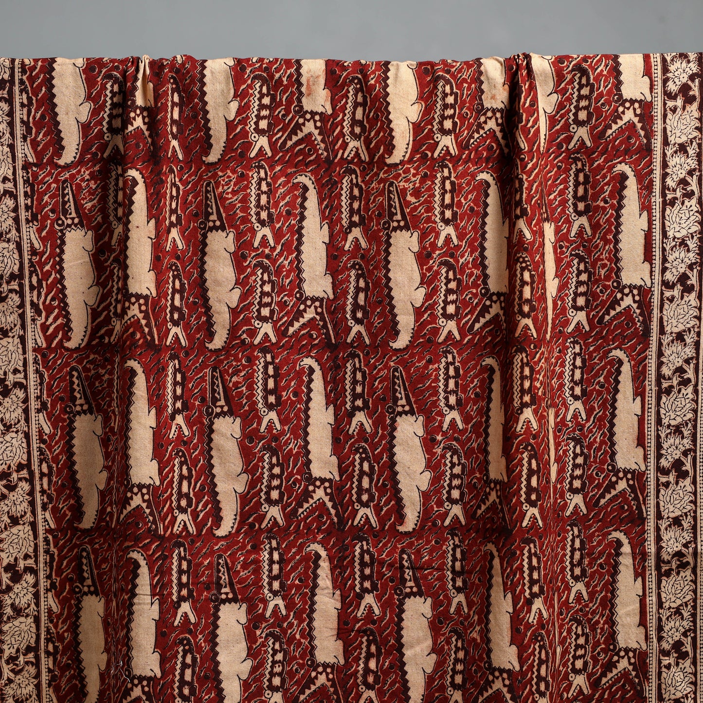 Natural dyed pedana kalamkari printed handloom cotton towel
