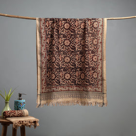 Natural dyed pedana kalamkari printed handloom cotton towel