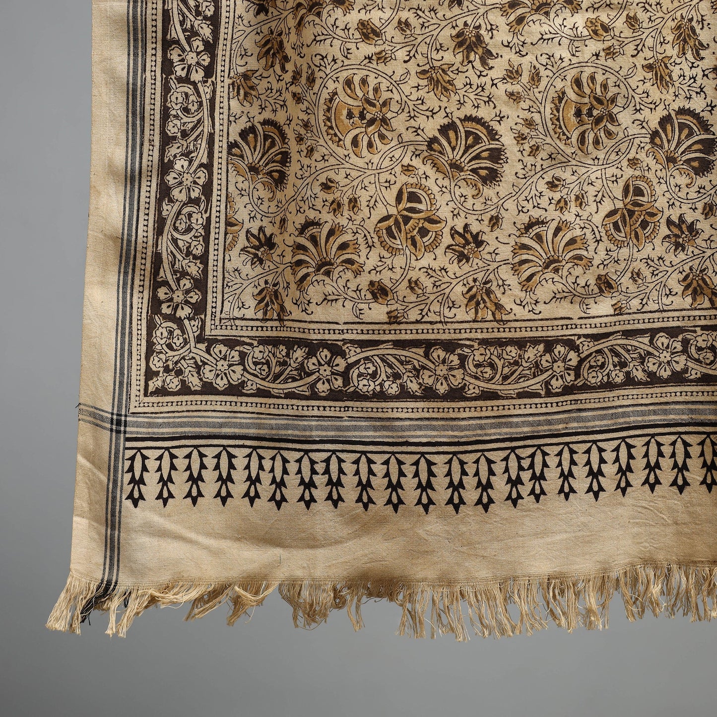 Natural dyed pedana kalamkari printed handloom cotton towel