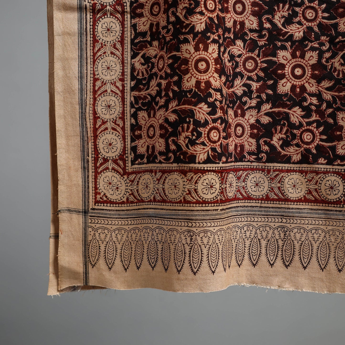 Natural dyed pedana kalamkari printed handloom cotton towel
