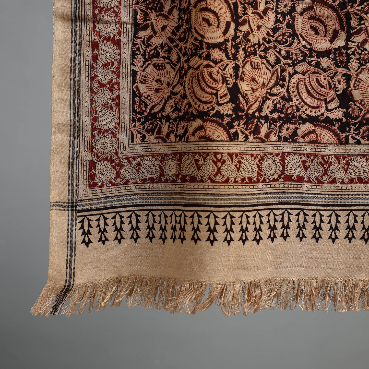 Natural dyed pedana kalamkari printed handloom cotton towel