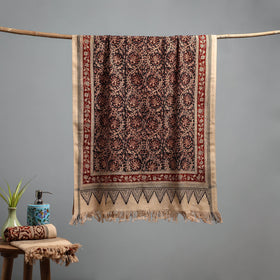 Natural dyed pedana kalamkari printed handloom cotton towel