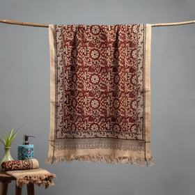 Natural dyed pedana kalamkari printed handloom cotton towel