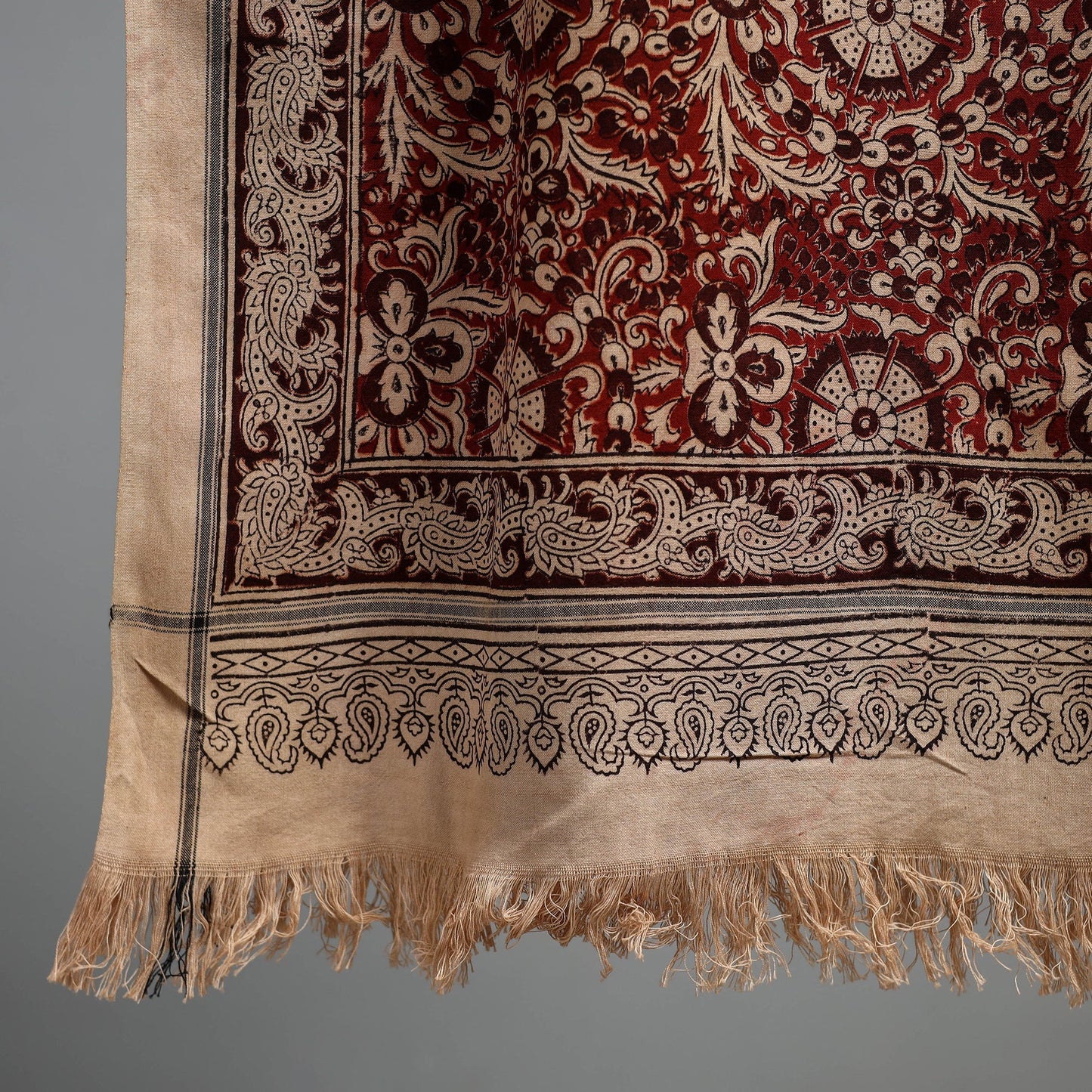 Natural dyed pedana kalamkari printed handloom cotton towel