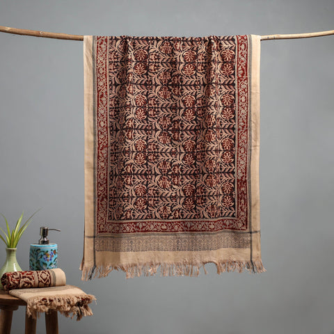 Natural dyed pedana kalamkari printed handloom cotton towel