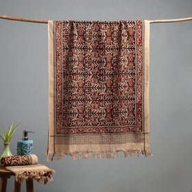 Natural dyed pedana kalamkari printed handloom cotton towel