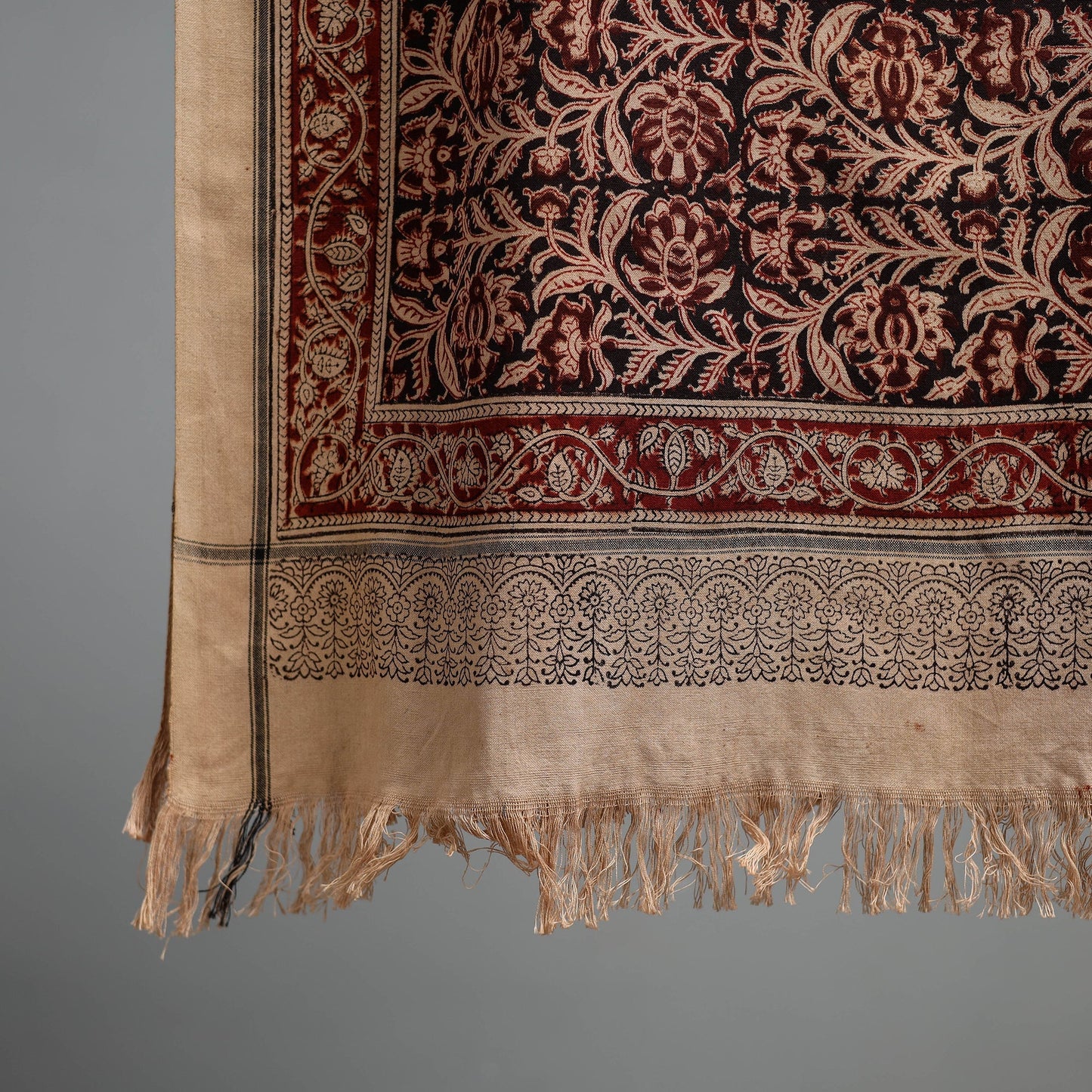 Natural dyed pedana kalamkari printed handloom cotton towel