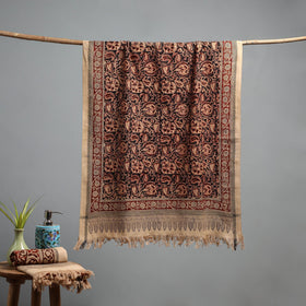 Natural dyed pedana kalamkari printed handloom cotton towel