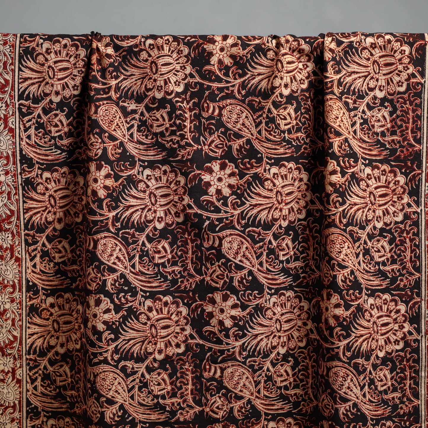 Natural dyed pedana kalamkari printed handloom cotton towel