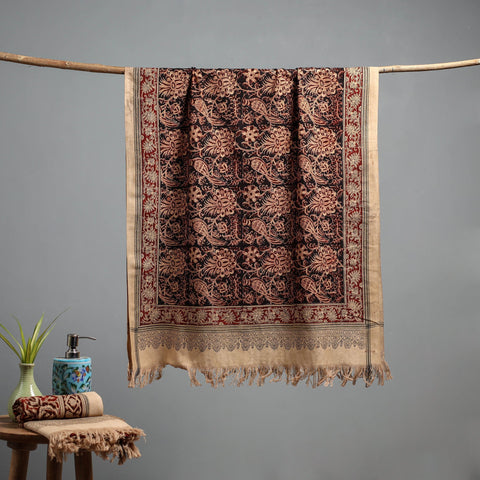 Natural dyed pedana kalamkari printed handloom cotton towel