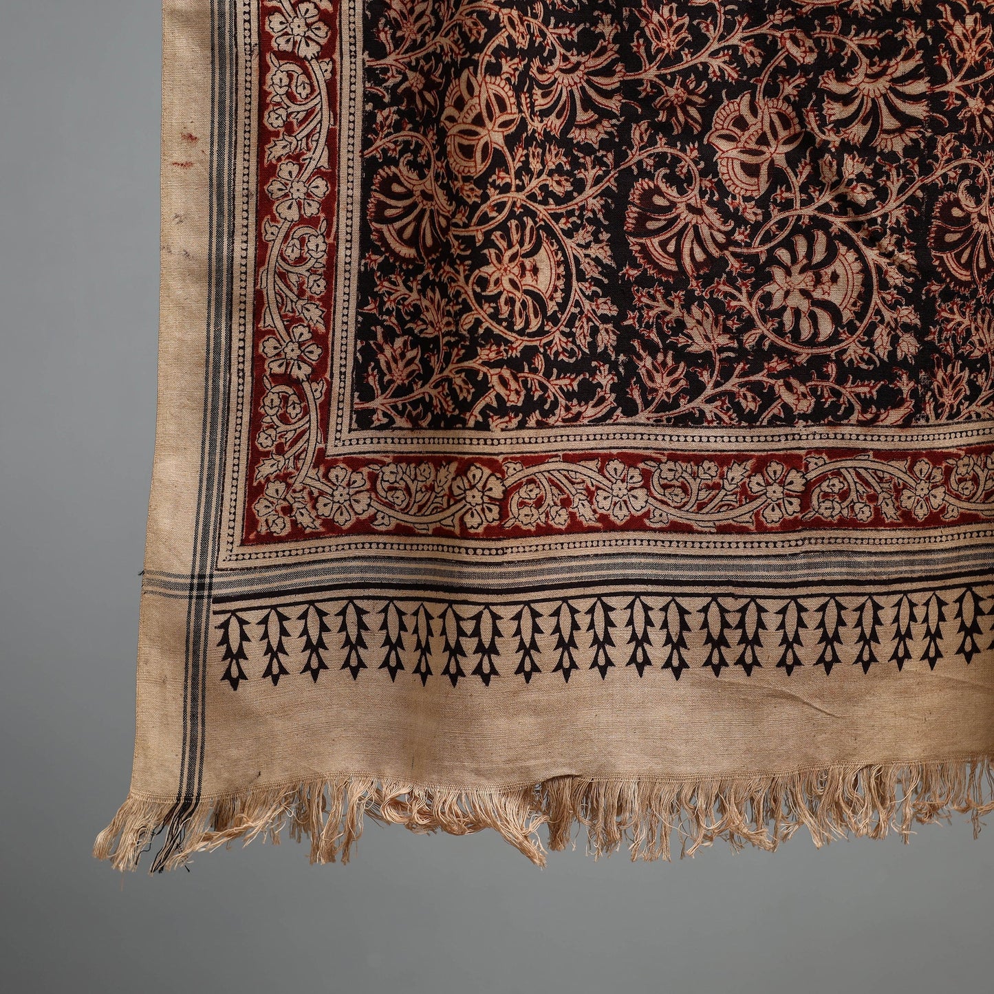 Natural dyed pedana kalamkari printed handloom cotton towel