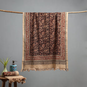 Natural dyed pedana kalamkari printed handloom cotton towel