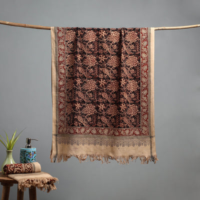 Natural dyed pedana kalamkari printed handloom cotton towel