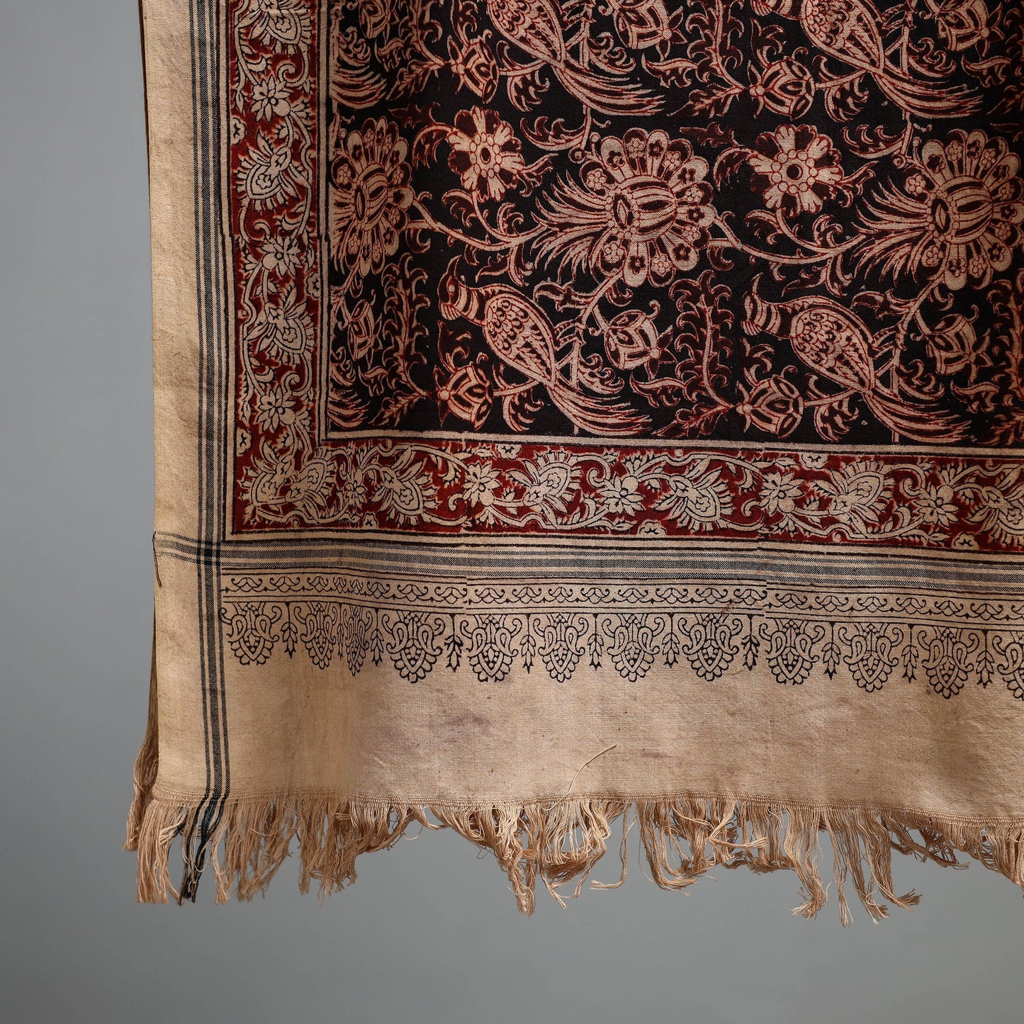 Natural dyed pedana kalamkari printed handloom cotton towel