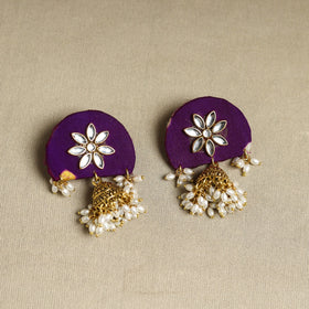 Buy Purple Fabart Pearl & Stone Work Necklace Set