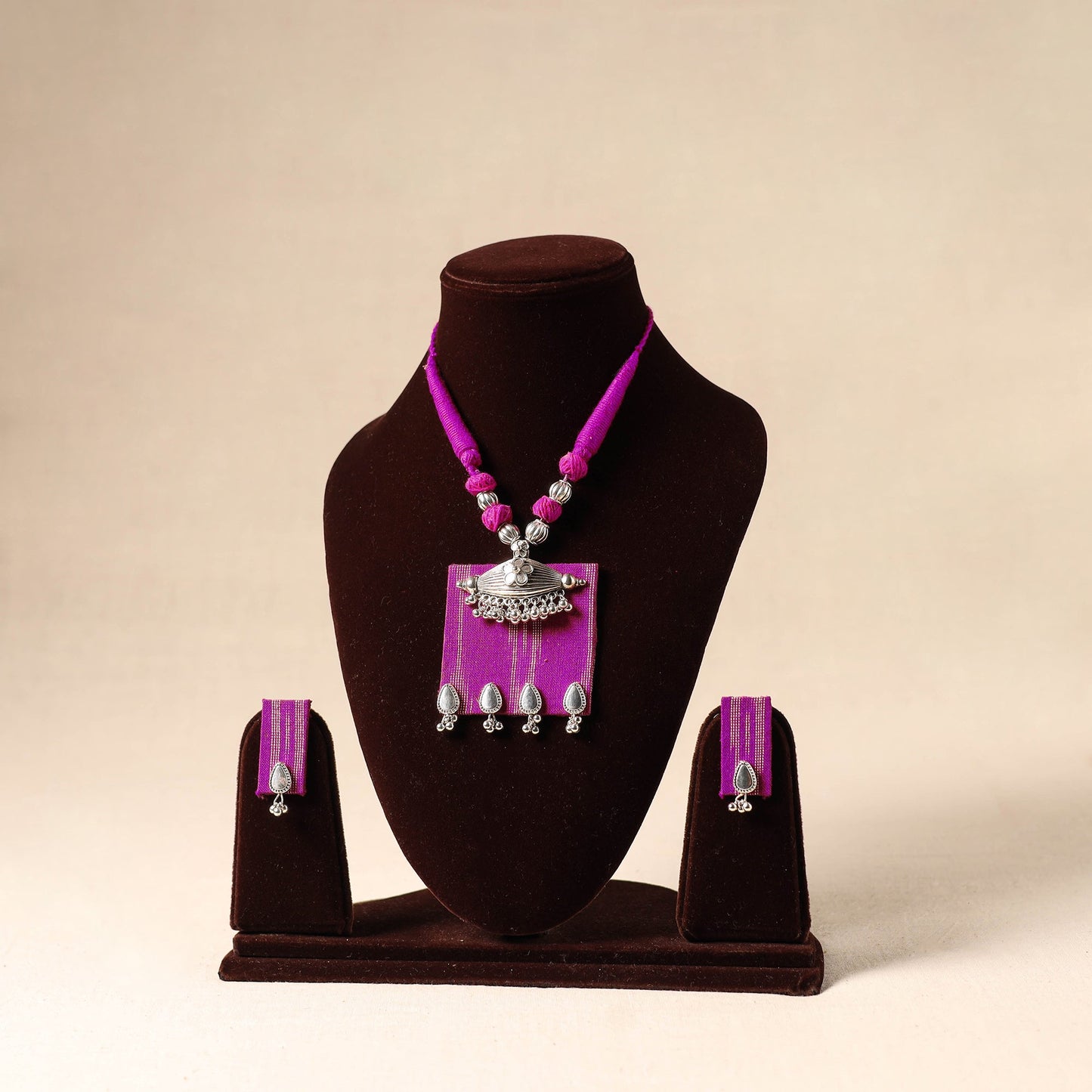 Purple German Silver Fabart Necklace Set