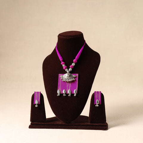 Purple German Silver Fabart Necklace Set