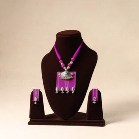 Purple German Silver Fabart Necklace Set