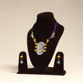 Navratri Special! Purple German Silver Thread Beads Necklace Set