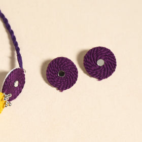 Navratri Special! Purple Thread Ghungroo & Mirror Work Necklace Set