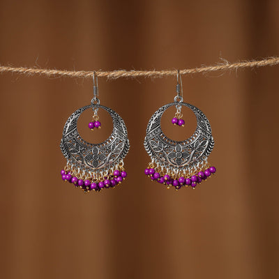 Purple Nayra German Silver Beaded Earrings