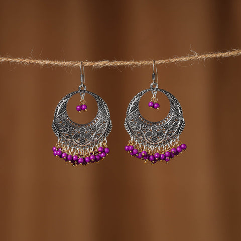 Purple Nayra German Silver Beaded Earrings