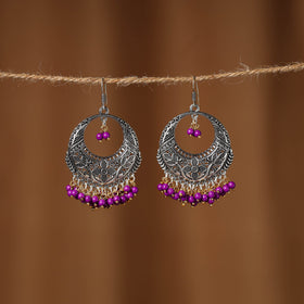 Purple Nayra German Silver Beaded Earrings