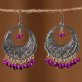 Purple Nayra German Silver Beaded Earrings