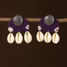 Purple - parul fabart shell work earrings - handcrafted
