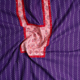 Purple - patchwork cotton jacquard unstitched kurta