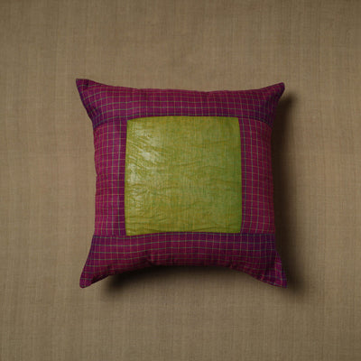 Purple - patchwork cotton kanchipuram cushion cover (16 x