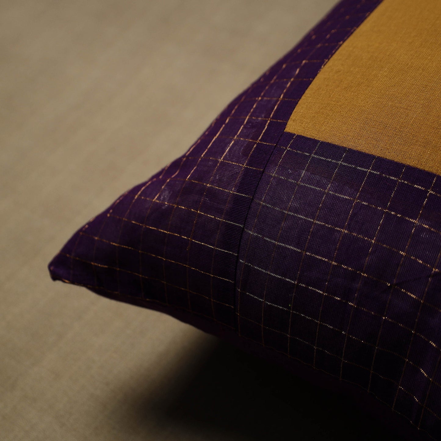 Purple - patchwork cotton kanchipuram cushion cover (16 x