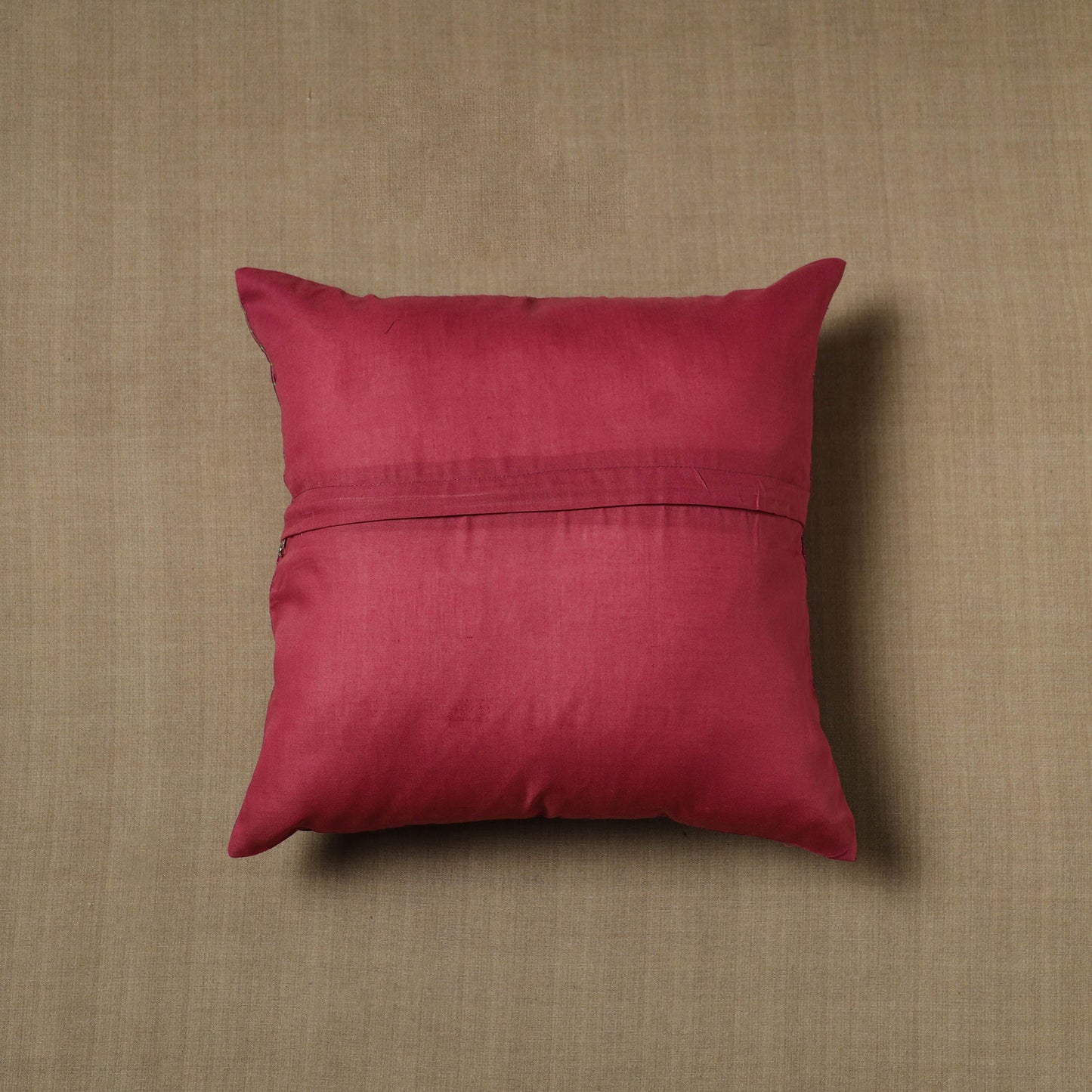 Purple - Patchwork Cotton Kanchipuram Cushion Cover (16 x 16 in) 27