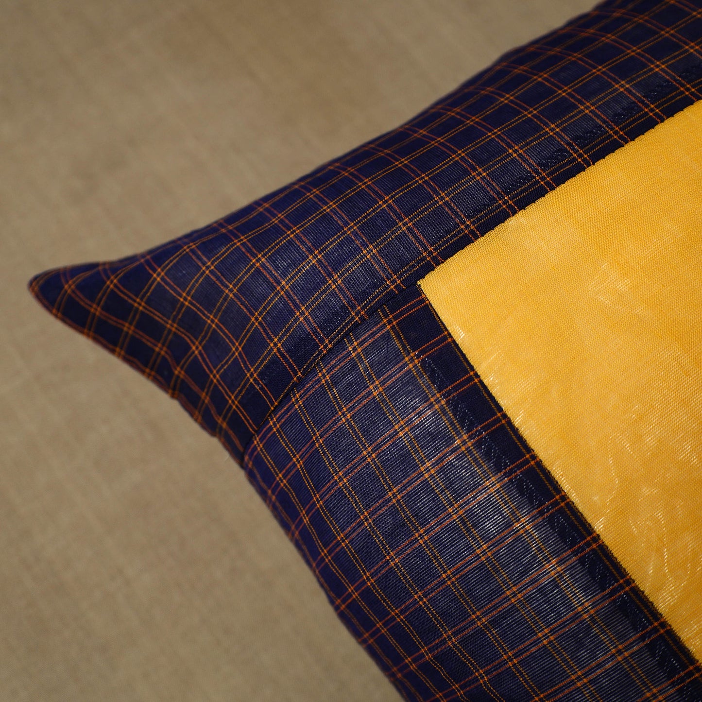 Purple - patchwork cotton kanchipuram cushion cover (16 x