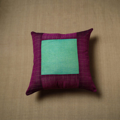 Purple - patchwork cotton kanchipuram cushion cover (16 x
