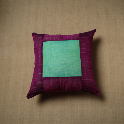 Purple - patchwork cotton kanchipuram cushion cover (16 x