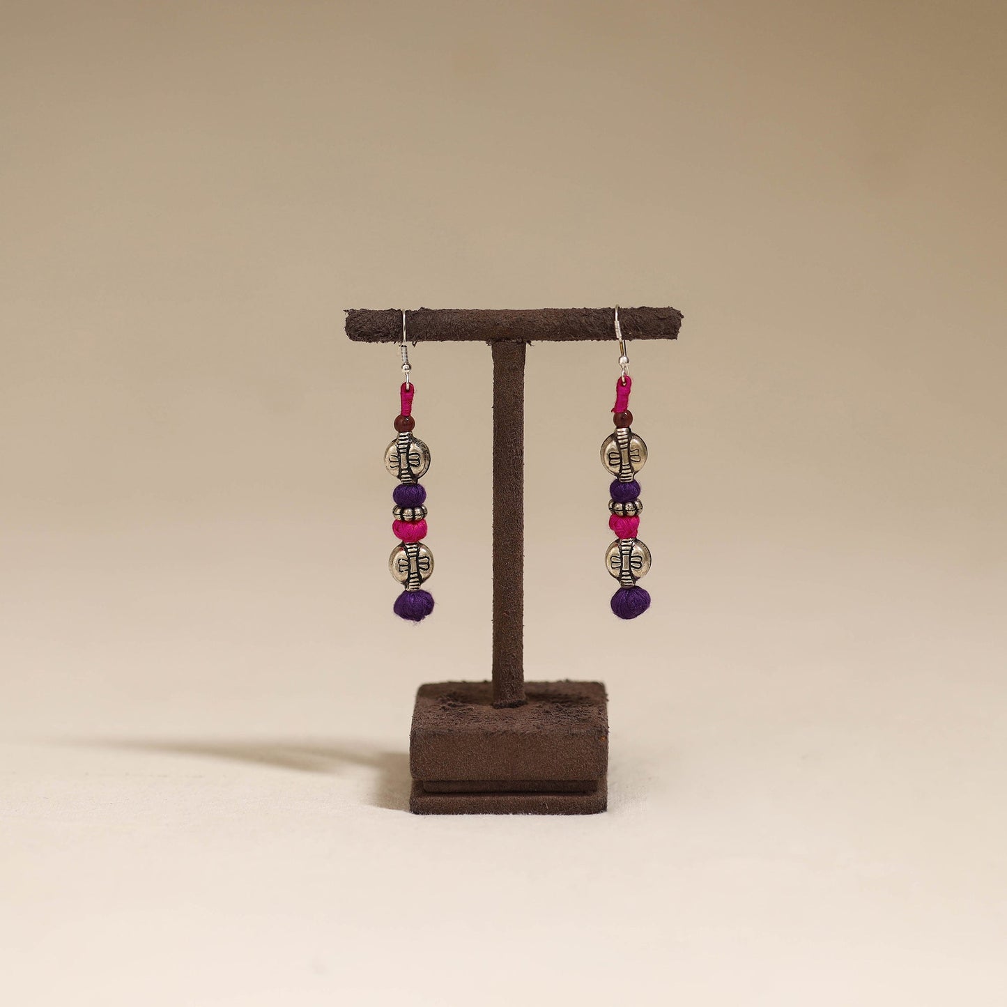 Purple - patwa thread beads earrings by kailash 49