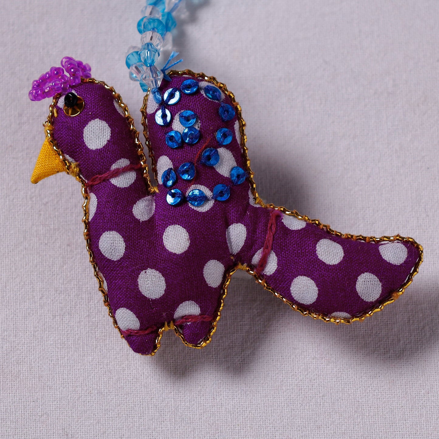 Purple Handcrafted Fab Art & Beadwork Keychain 