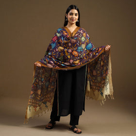 Pen Work Chanderi Silk Handpainted Kalamkari Dupatta
