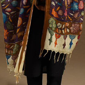 Pen Work Chanderi Silk Handpainted Kalamkari Dupatta