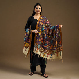 Pen Work Chanderi Silk Handpainted Kalamkari Dupatta