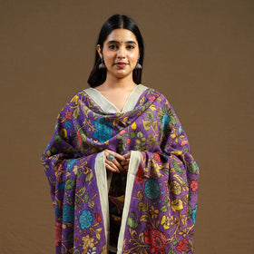 Pen Work Chanderi Silk Handpainted Kalamkari Dupatta