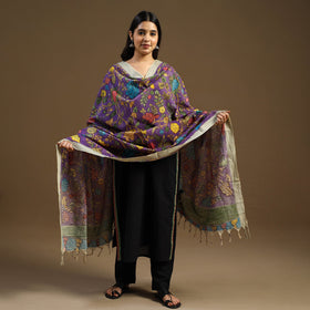 Pen Work Chanderi Silk Handpainted Kalamkari Dupatta