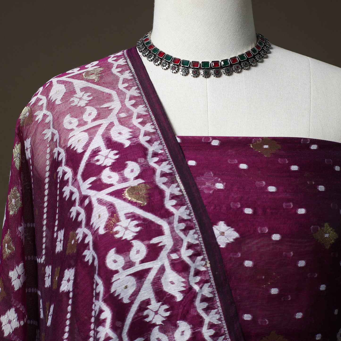 Phulia jamdani silk cotton 2pc unstitched dress material 20