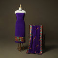 Phulkari hand embroidered crepe silk 3pc unstitched dress